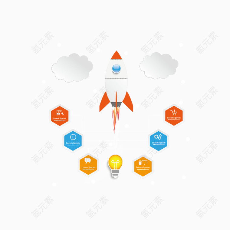 矢量卡通火箭信息图表