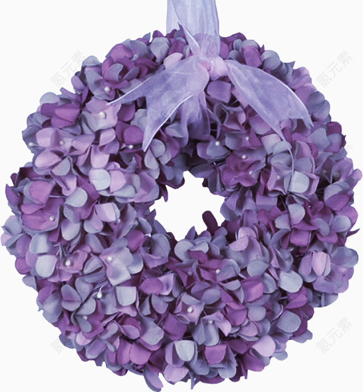 紫色碎花花环装饰素材