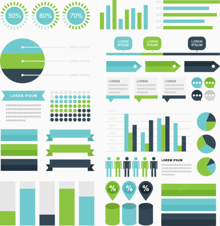 蓝绿色信息图表下载