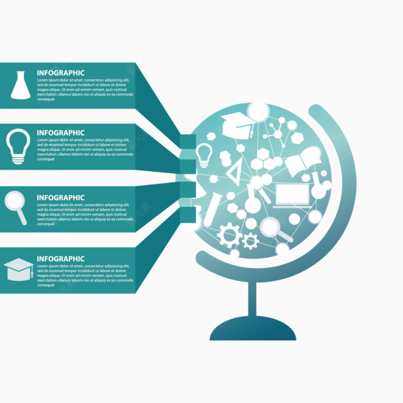 矢量地球仪ppt信息图下载