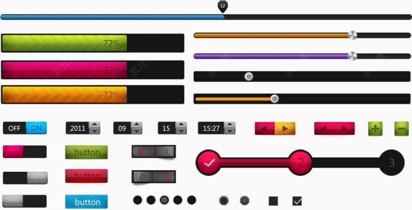 彩色网站专用进度条元素下载