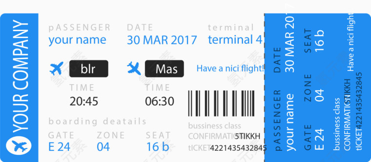 蓝色飞机票