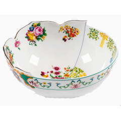 创意拼接彩色花纹陶瓷碗