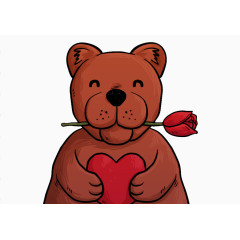 咬着玫瑰的爱心小熊