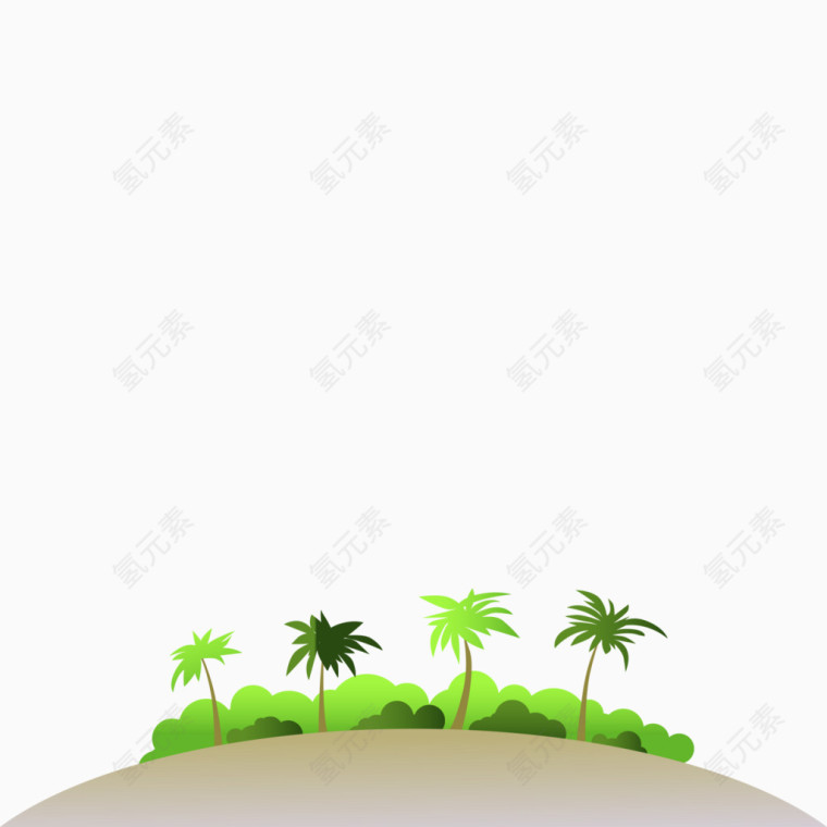 海边沙滩椰树插画