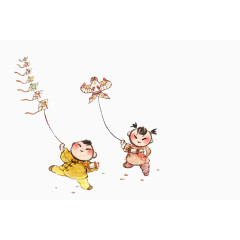 中国风手绘放风筝