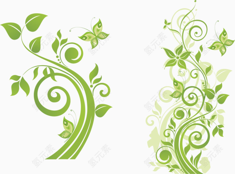 绿色花蔓背景海报素材