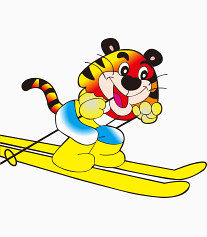 卡通运动老虎滑雪
