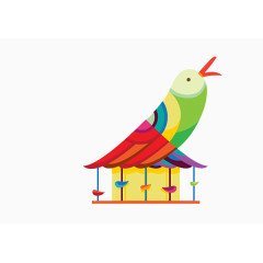 彩色鸟类创意插画视觉设计