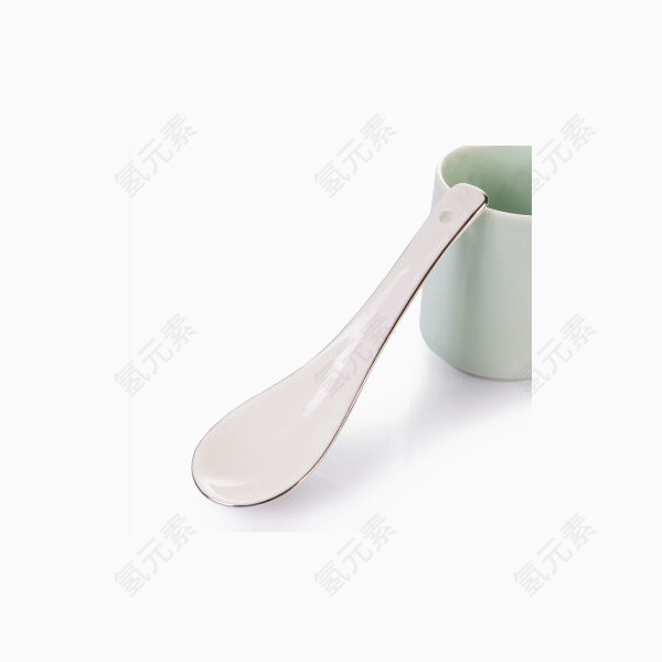 陶瓷大汤勺子骨瓷金边白色汤匙