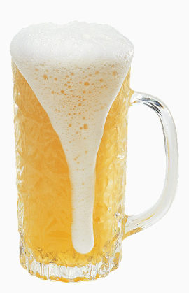 玻璃杯里冒泡的啤酒