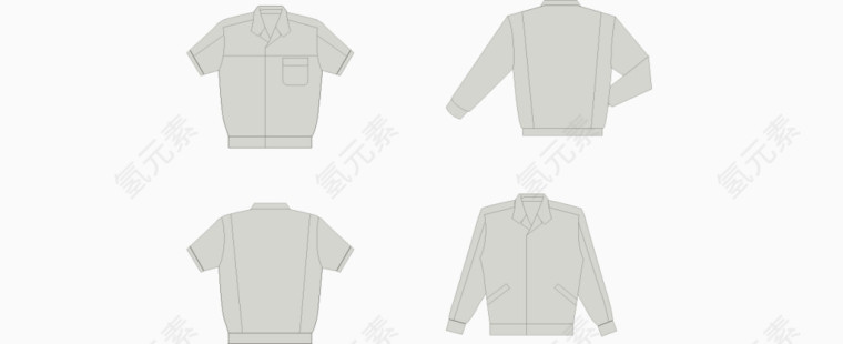 矢量扁平服装套装白色工装