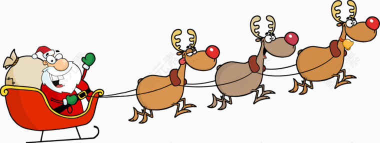矢量卡通圣诞老人与鹿