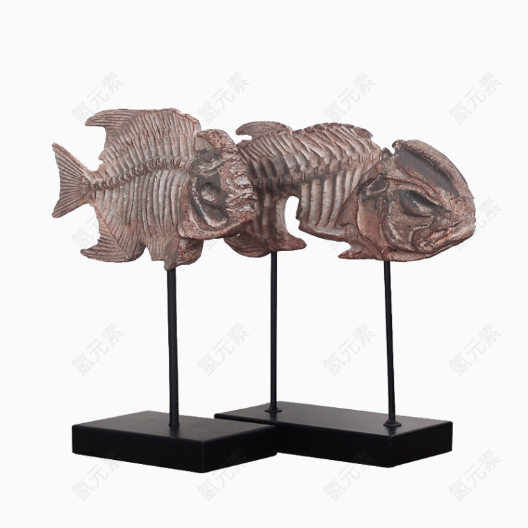 家居摆件化石鱼骨海洋鱼家居软装摆件装饰品陈设品