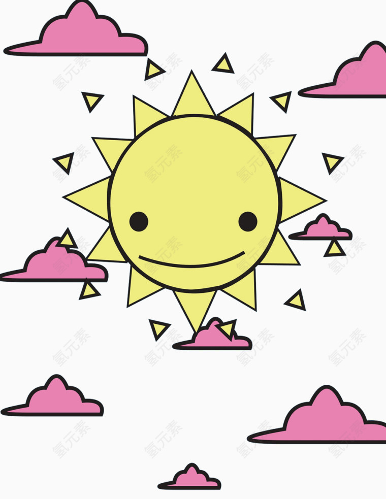 黄色的太阳粉色的云