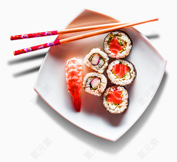 红色清新美味寿司装饰图案