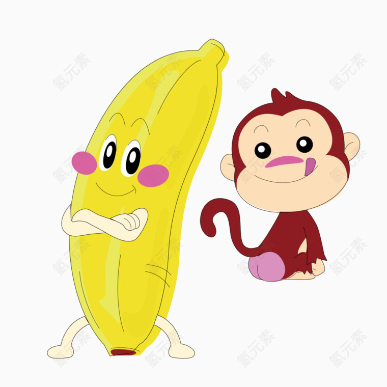 矢量香蕉猴子卡通