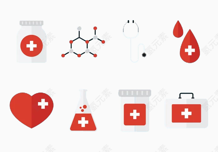 卡通医学红十字医药箱