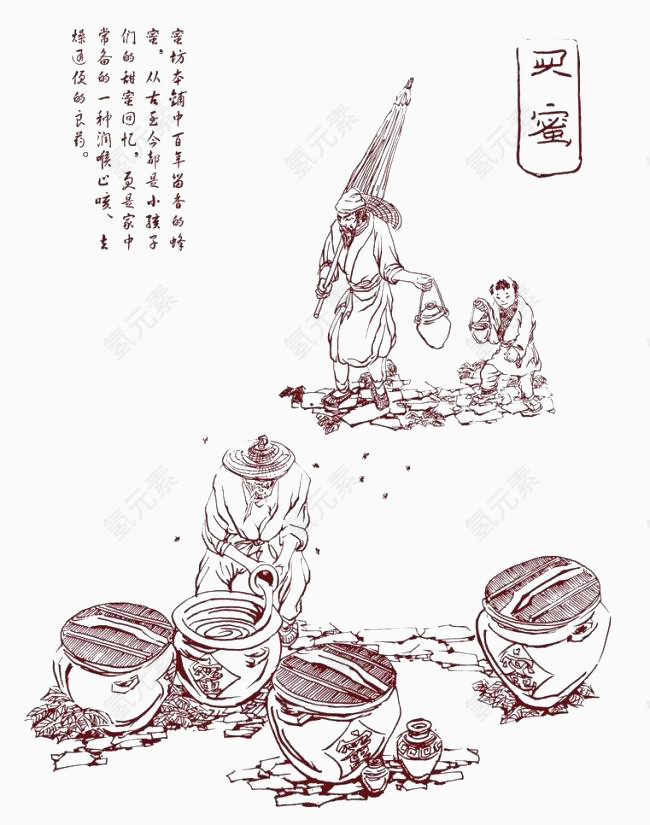 简易的古代绘画元素