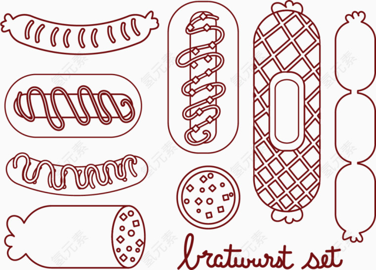 矢量香肠热狗
