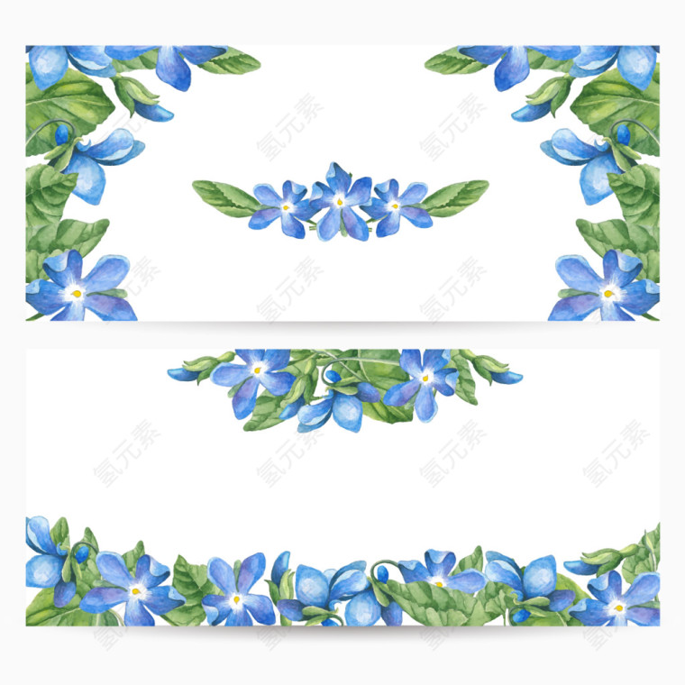 水彩蓝色花朵