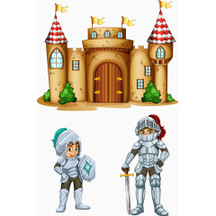 矢量手绘城堡和骑士