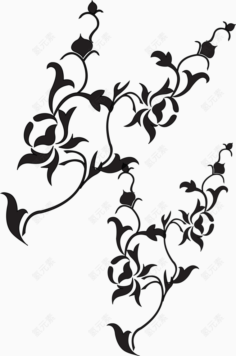 黑色树叶花朵海报