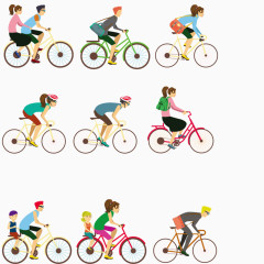 自行车和骑自行车的矢量插图