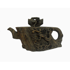 黑色木雕茶壶