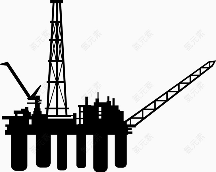 矢量石油砖井台剪影11