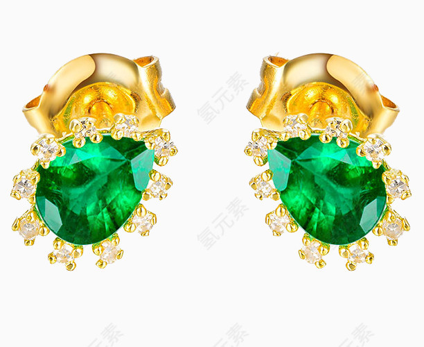 黄金绿宝石耳钉