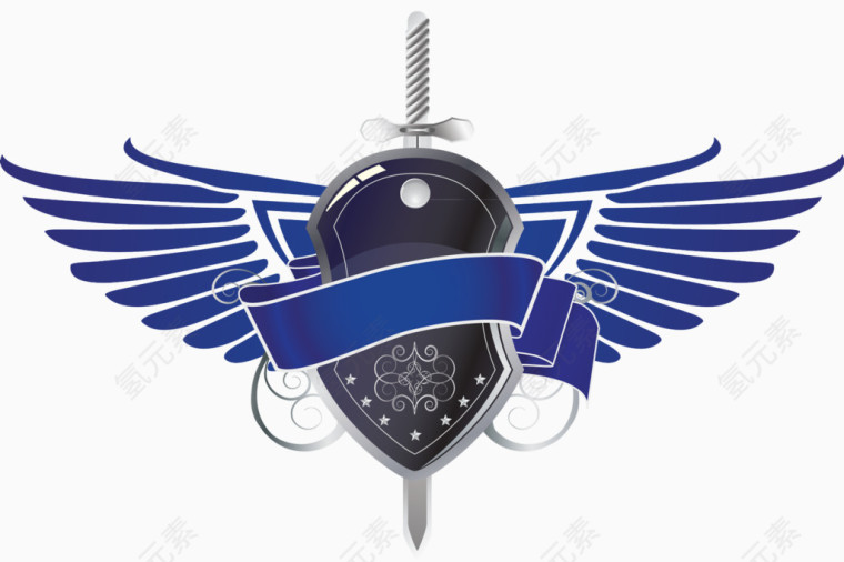 蓝色盾牌剑徽章
