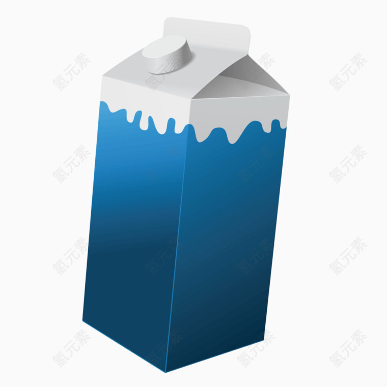 矢量蓝色大瓶牛奶奶盒