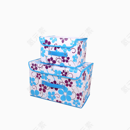 蓝色花纹储物箱