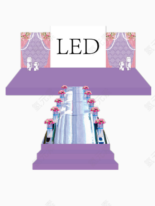 漂亮路引的紫色系婚礼效果图