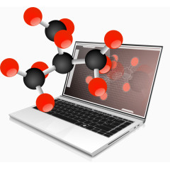 矢量手绘电脑与分子