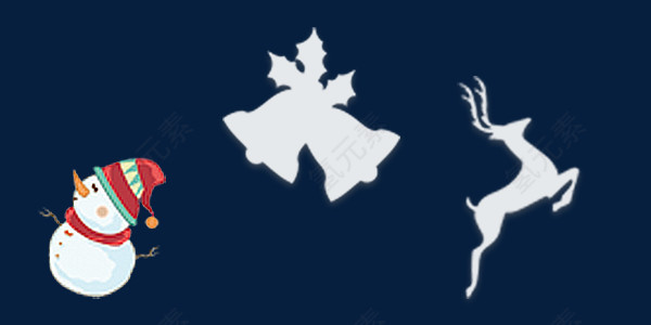 可爱圣诞节雪人铃铛麋鹿装饰图案