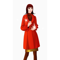矢量红衣时尚少女