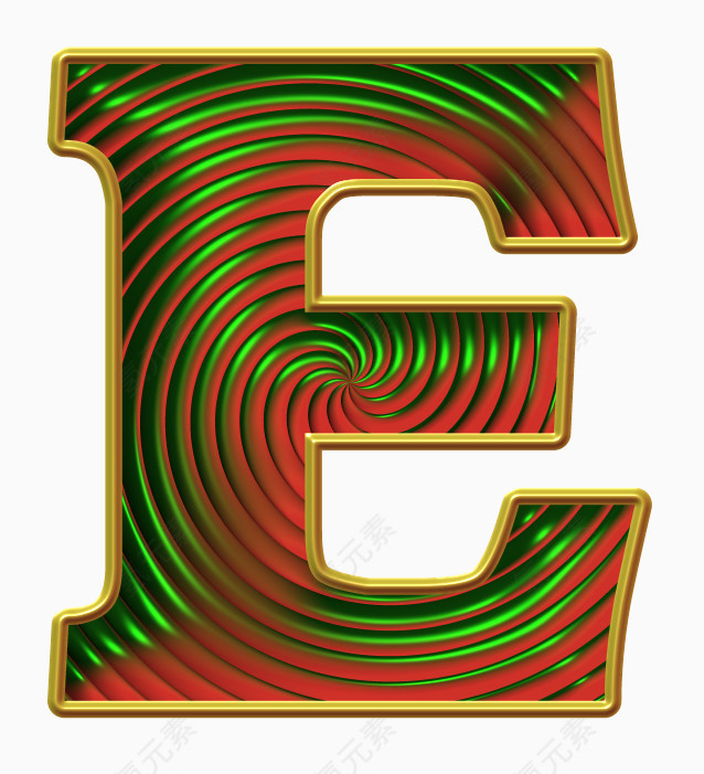 彩金圆圈字母E