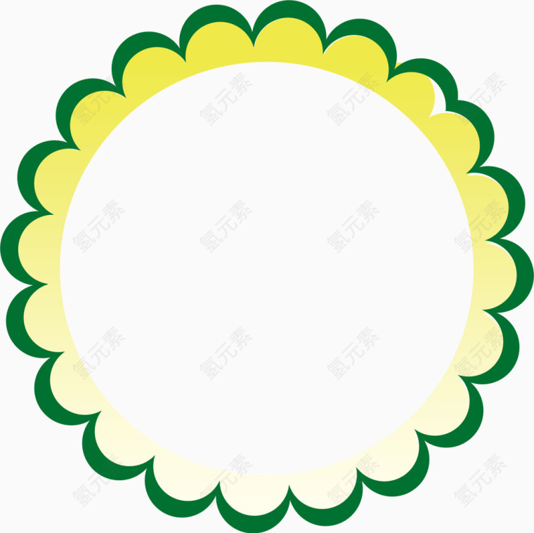 绿色花边圆形边框