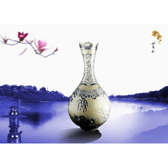 中国风意境鎏金花瓶