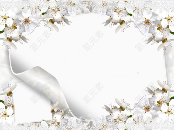 白色花朵装饰卷纸素材