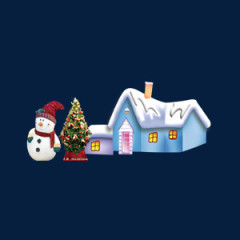 圣诞雪人小屋白色图案