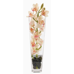粉红色花卉装饰玻璃花瓶软装摆设