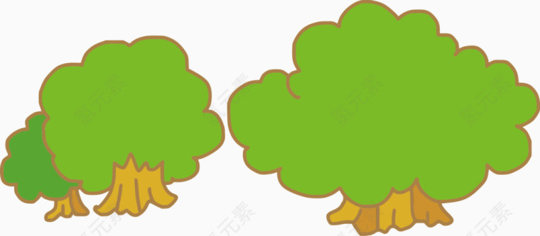 手绘卡通绿色大树