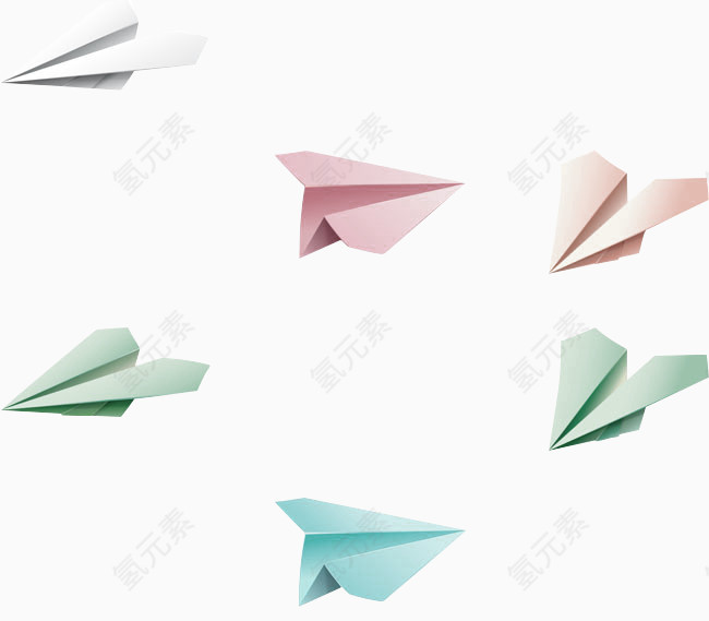多彩简约纸飞机漂浮素材