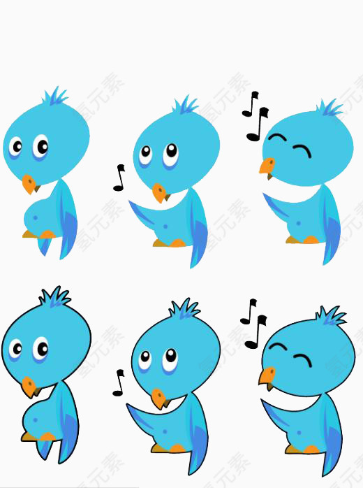 蓝色小鸭听音乐表情符号