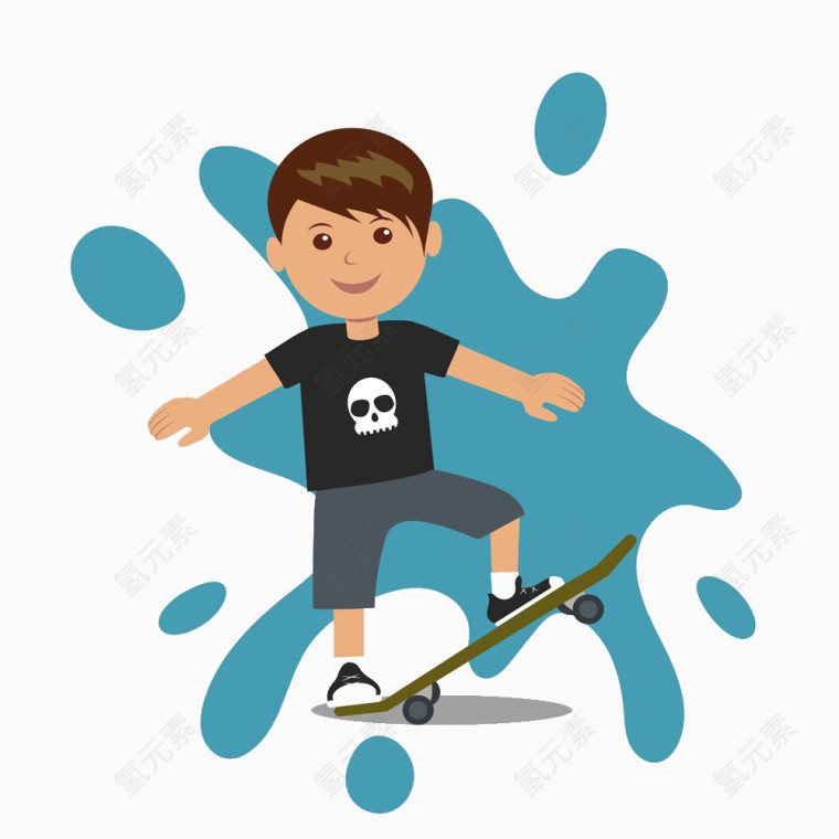 男孩与滑板矢量