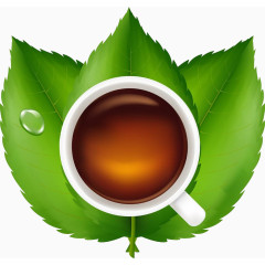 三片茶叶托着茶杯