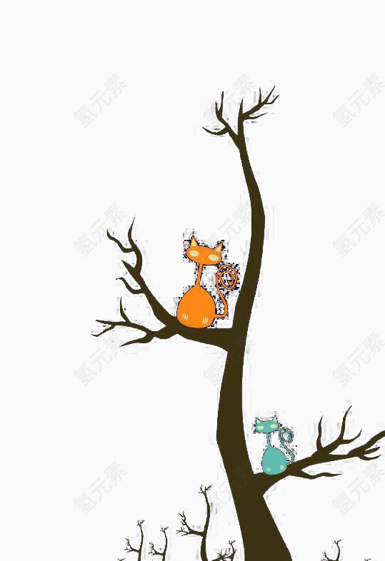 简单可爱的树上猫咪